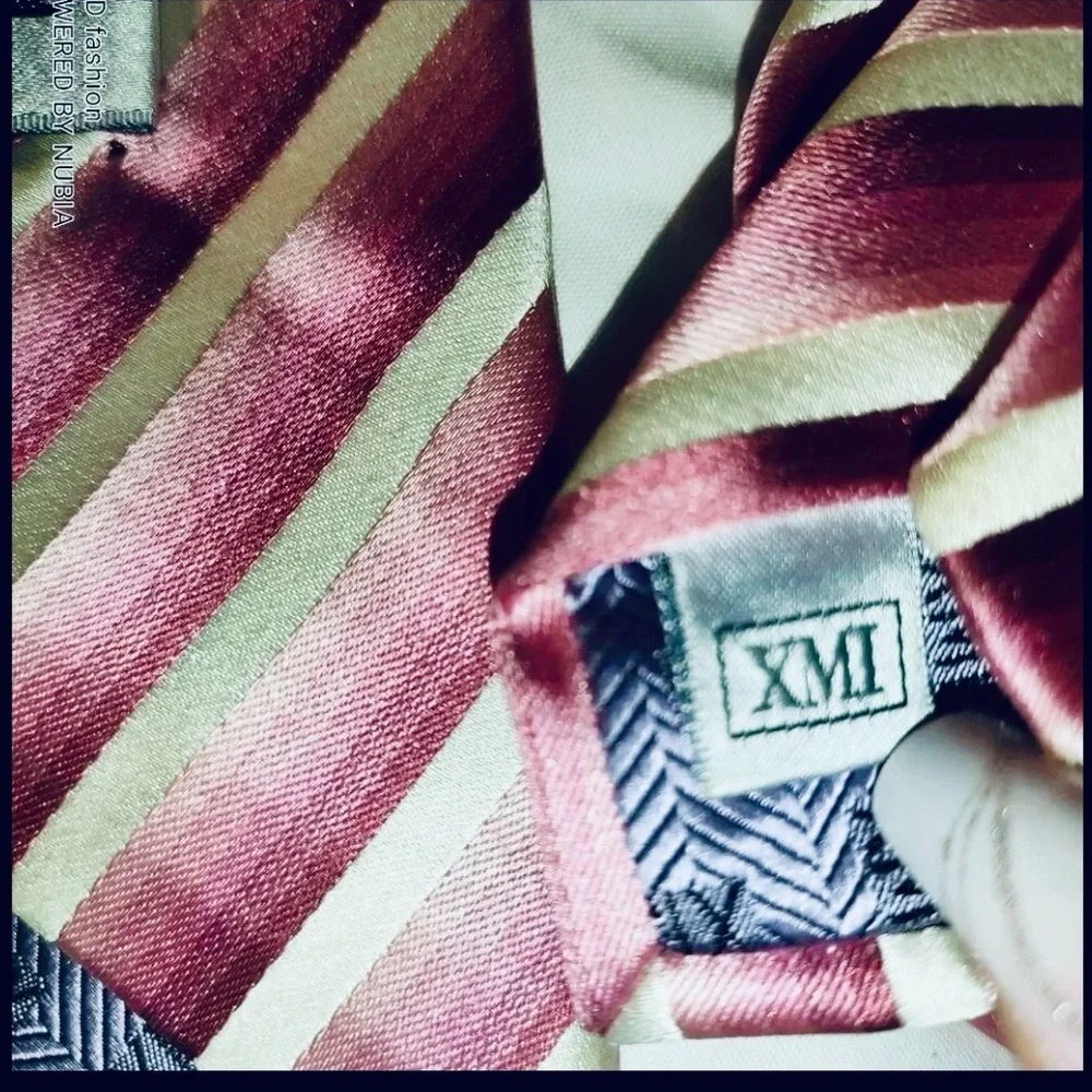 XMI for Nordstrom Men’s 100% Silk Tie | Pink & Burgundy Diagonal Stripe